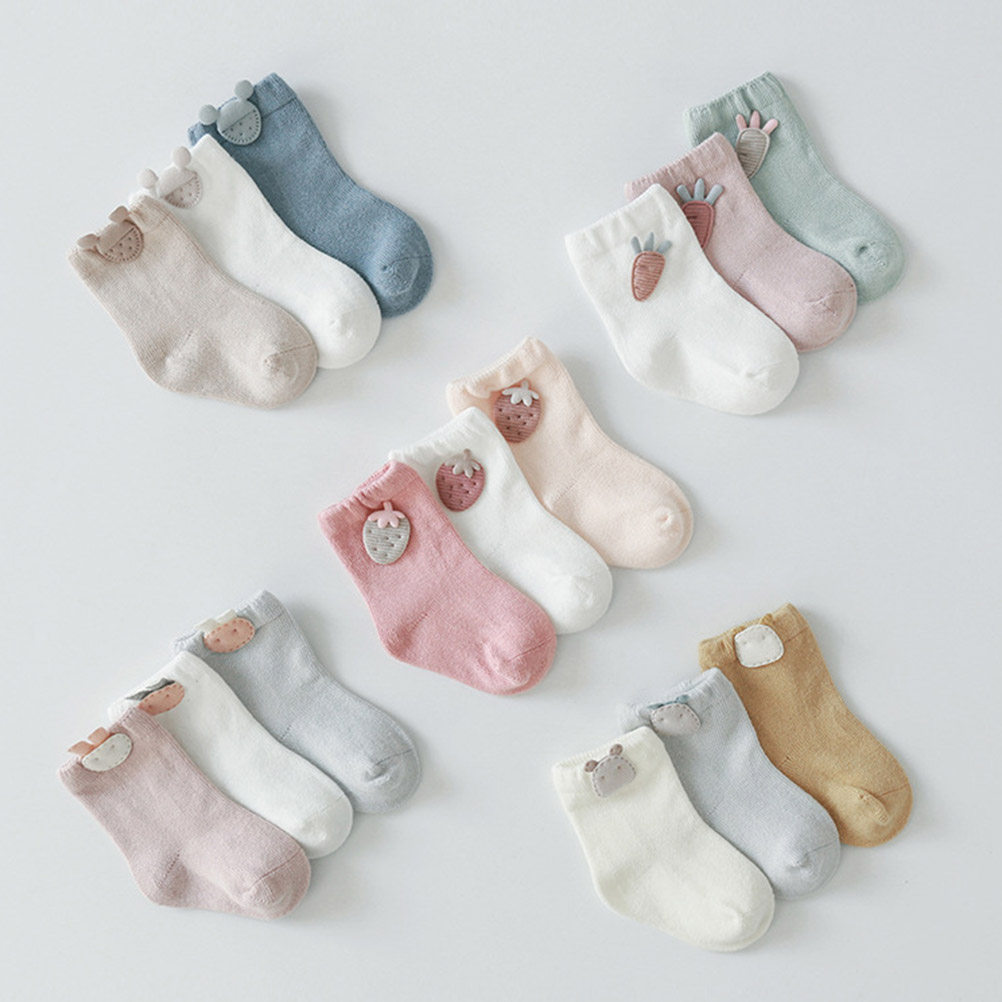3 pares de meias de algodão pa - Unisex Baby Socks Non Slip avaliação e preço